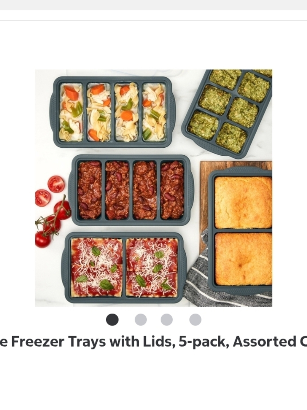 MIU Silicone Freezer Trays with Lids, 5-pack, Assorted Colors